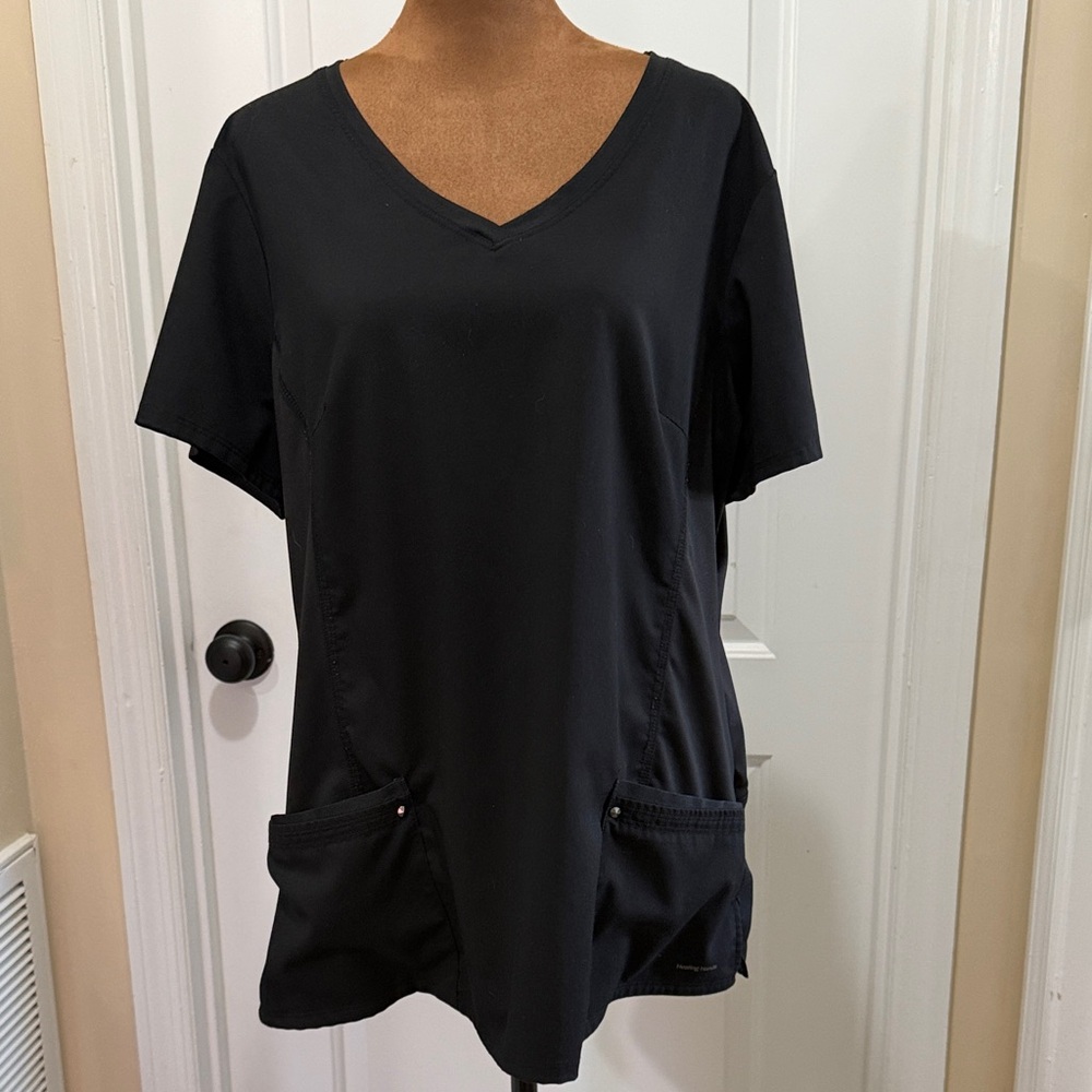 Healing Hands “Juliet” Black Short Sleeve V-Neck Scrub Top
